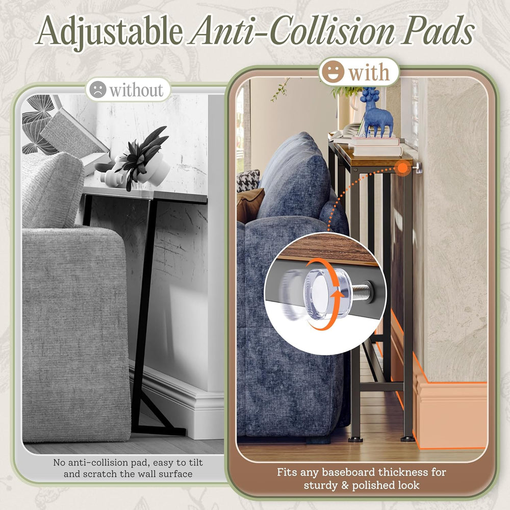 Huuger 110.2 Inch Behind Couch Table with 2 Power Outlets and USB-C Ports, Ex...