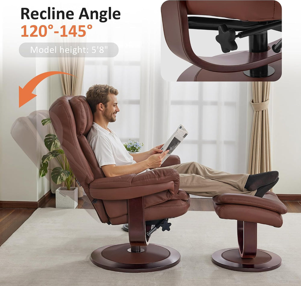 MCombo Oversized Swivel Recliner Chair with Ottoman, Adjustable Backrest, 360...