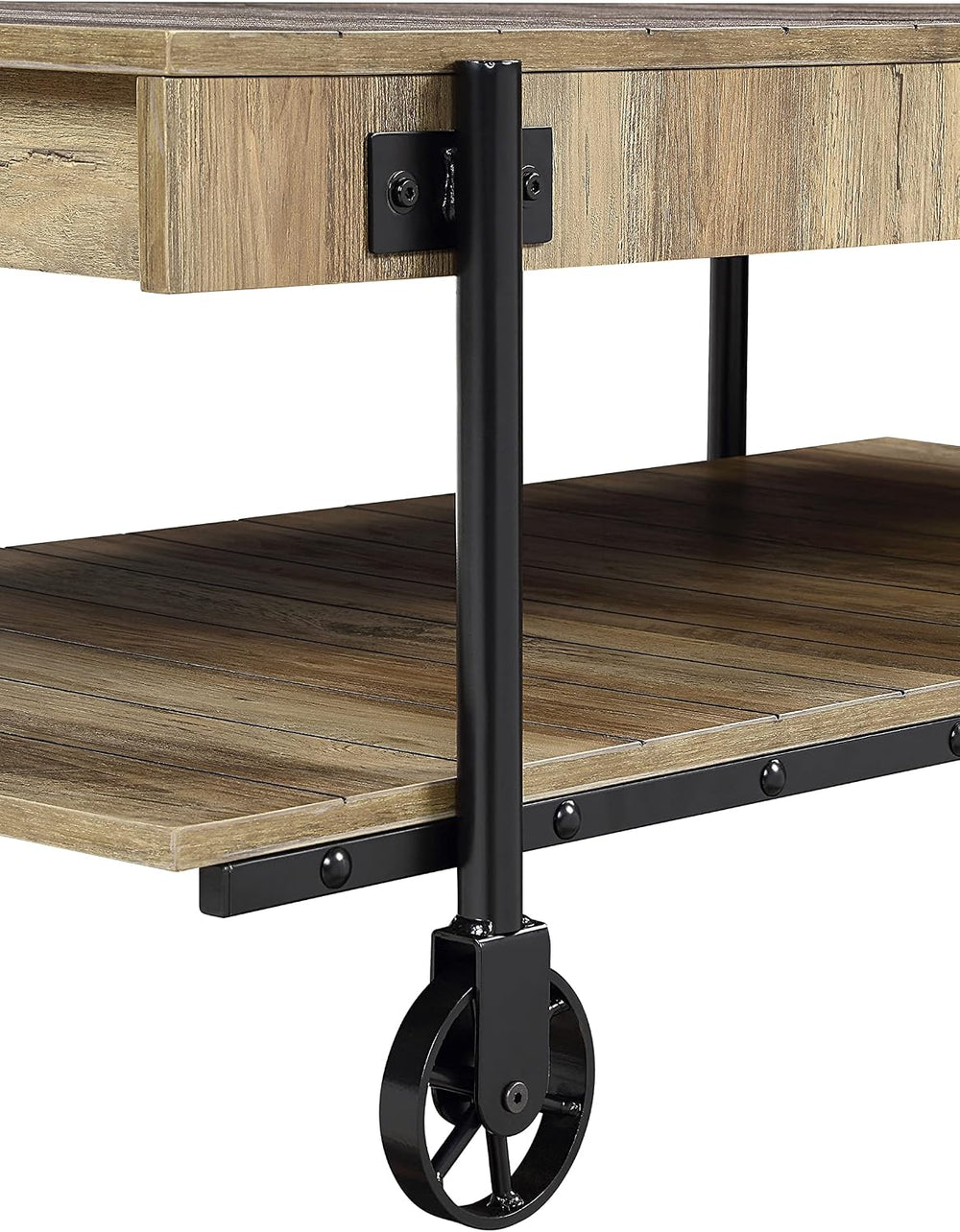 Furniture of America Cleon Industrial Open-Shelf 3-Piece Coffee, End and Sofa...