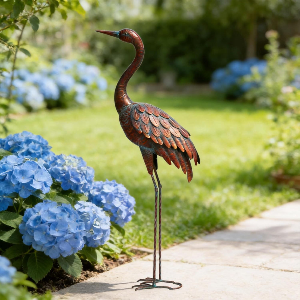 chisheen Outdoor Garden Crane Statues and Sculptures Metal Yard Art Statue fo...