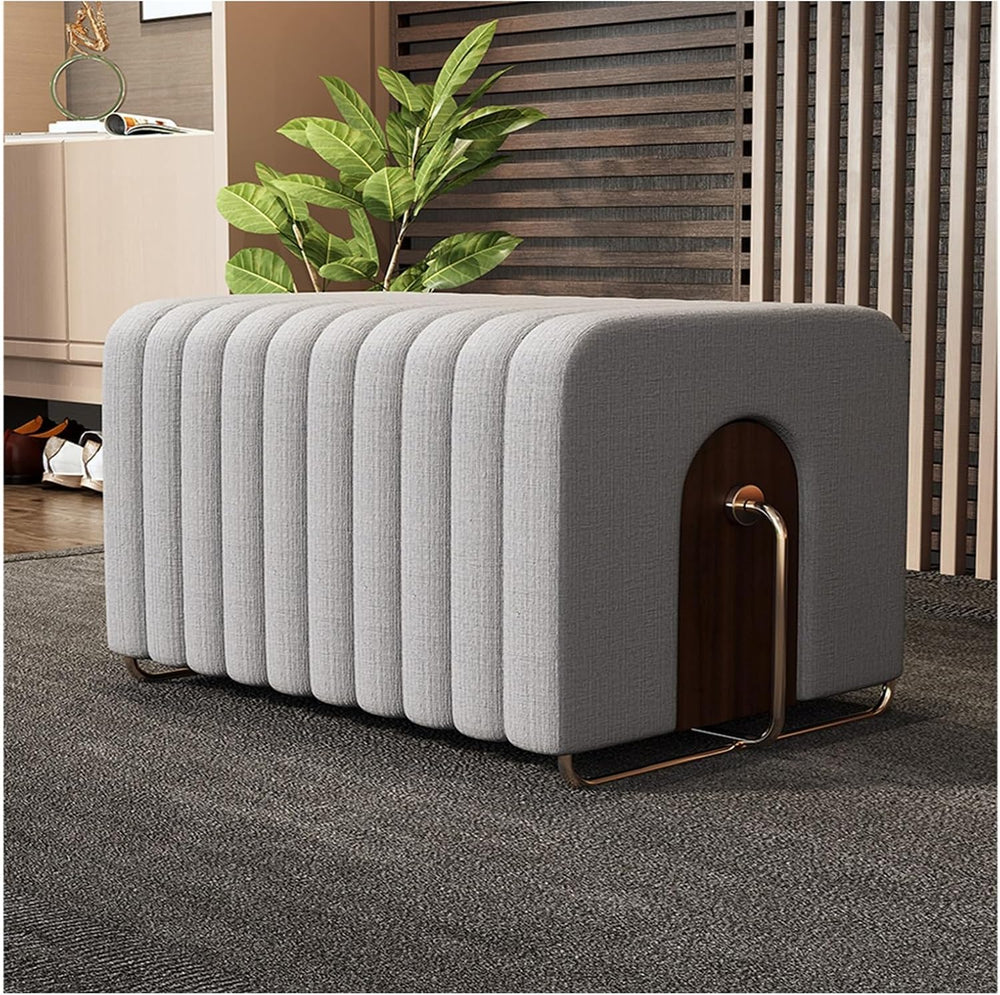 Modern Upholstered Pu Leather Bench Ottoman,Modern Tufted Long,Faux Fur Entry...