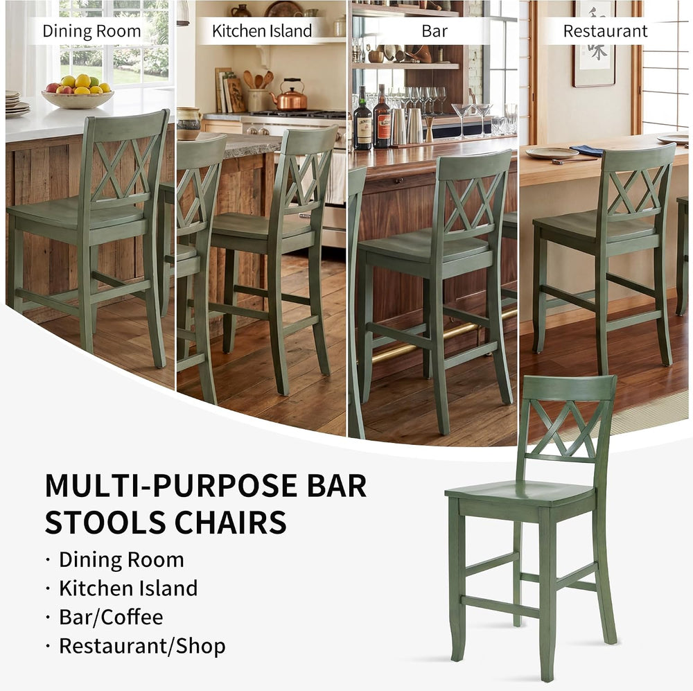 DUHOME 24'' Counter Height Barstools Set of 4, Wood Barstools with Fo...