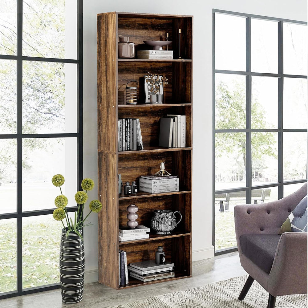 GRUSIGN 71" Tall 6-Tier Bookshelf, Large Open Display Bookcase with Ampl...
