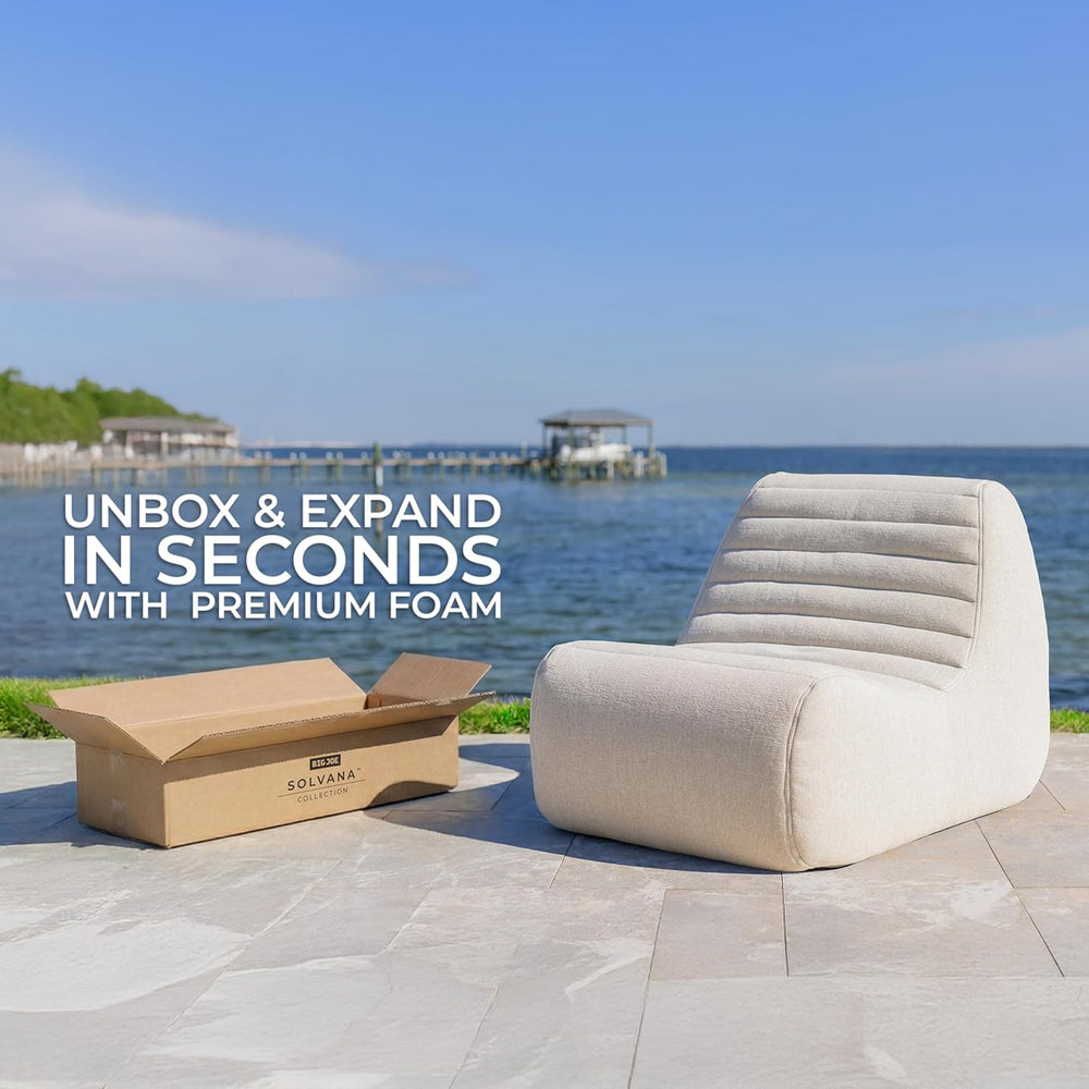 Big Joe Solvana Outdoor Ottoman, Performance Linen Weather-Resistant Fabric, ...