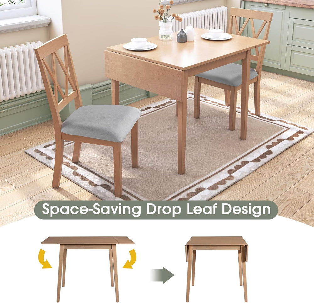 Merax Farmhouse Wood 3-Piece Multifunctional Dining Set, 45.6 inch Extendable...