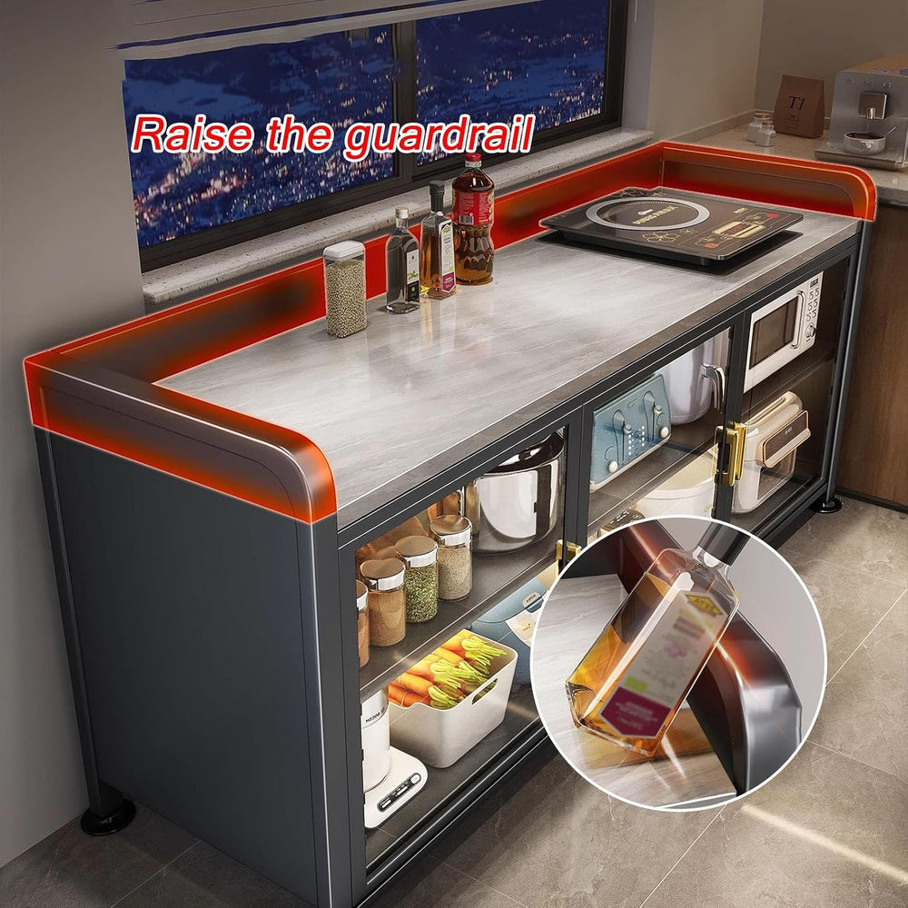 JKGHK Kitchen Storage Cabinet, Food Prep Baker's Rack Table with Flip Doo...
