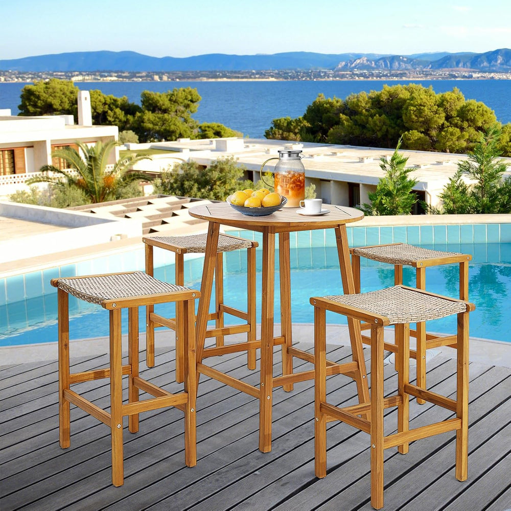 COSTWAY Outdoor Bar Stools Set of 4, 30-inch Height Backless Bar Chairs with ...