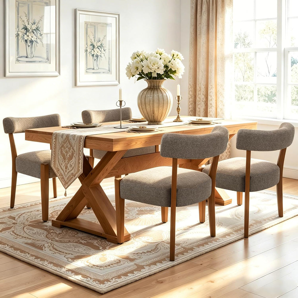 RNKSFX Upholstered Dining Chairs Set of 4, Walnut Wooden Kitchen & Dining...