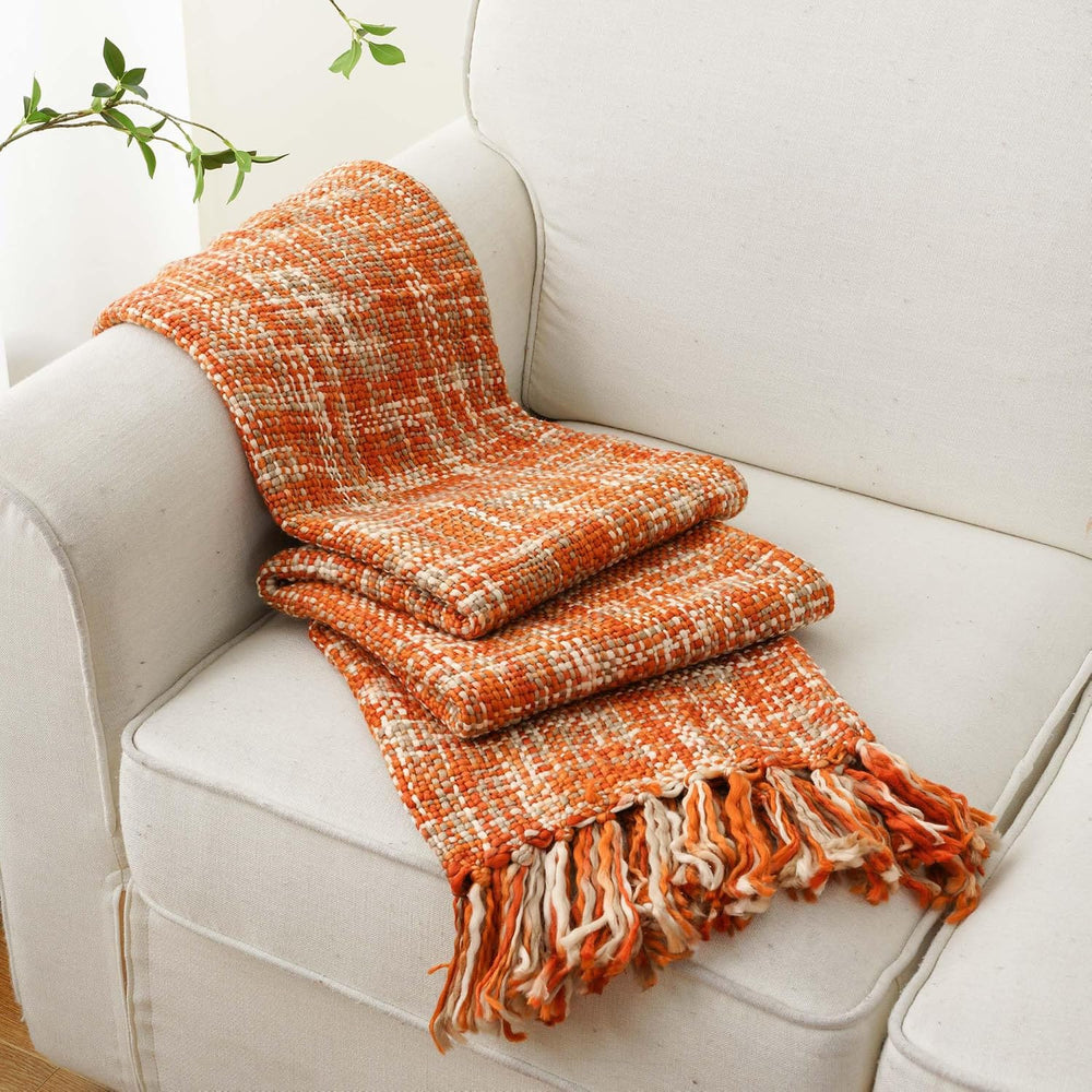 Battilo Orange Throw Blanket for Couch,50"x60"