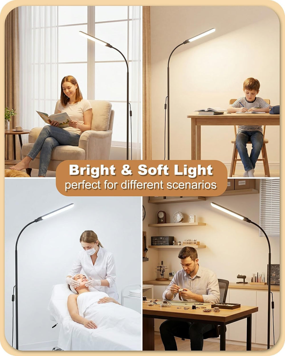 mukuxin LED Floor Lamp, 18W/1800lm Bright Reading Floor Lamp with Remote, Ste...