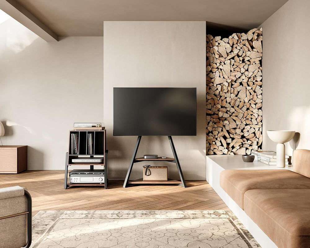 FITUEYES Record Player Stand with Storage for 120 Vinyl Records, Walnut | Vin...