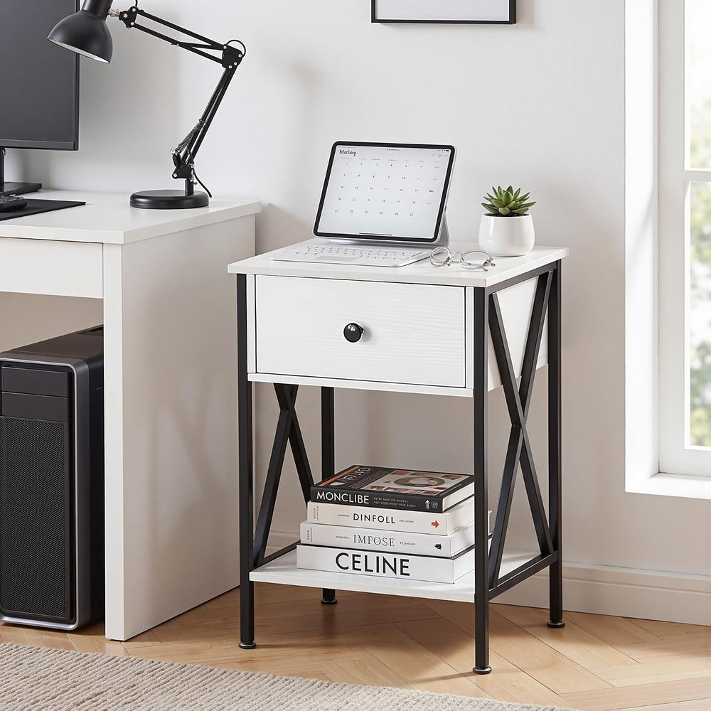 VECELO Nightstand,Modern Bedside End Table, Night Stand with Drawer and Stora...