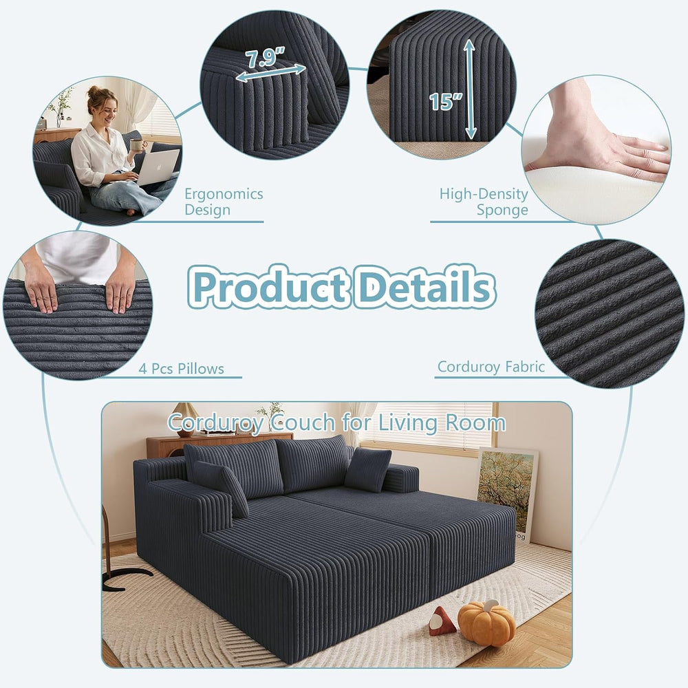 LUCKHAO 71" Oversized Chaise Lounge Chair,Sectional Double Lounge Chaise...