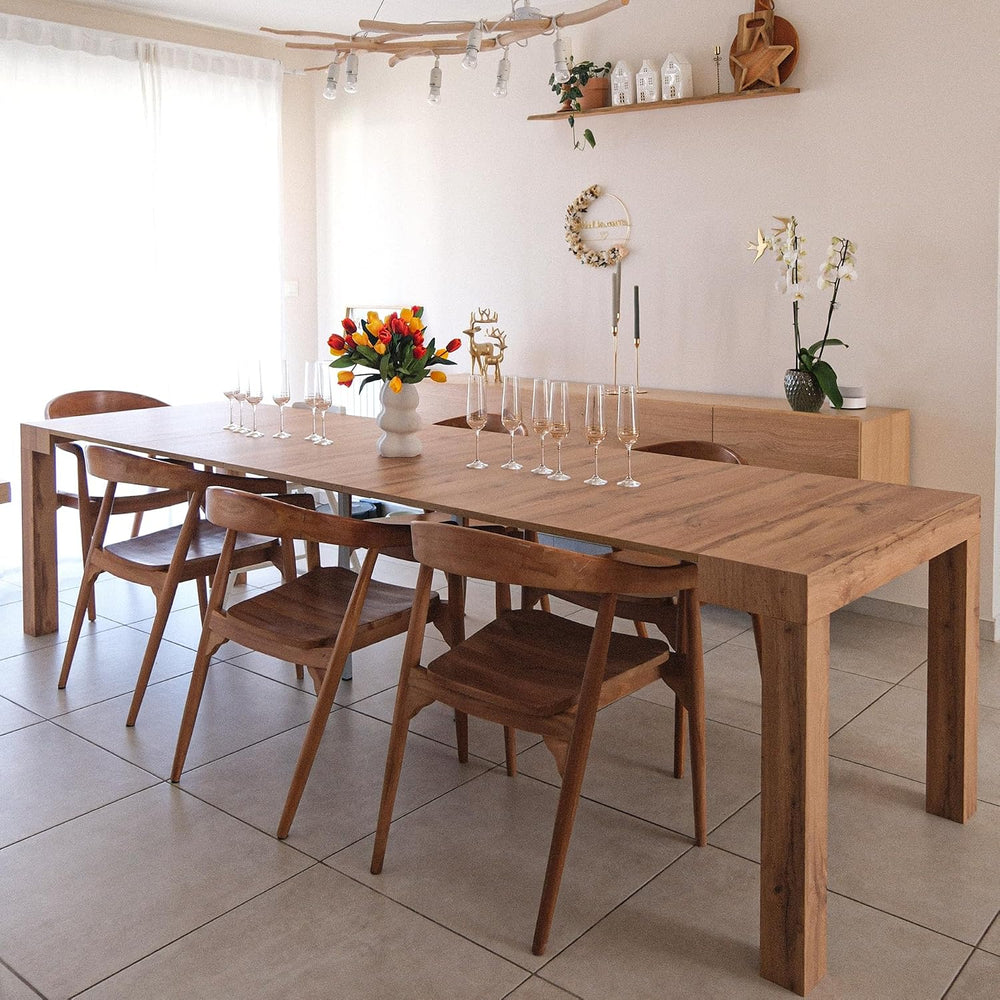 Mobili Fiver, First, Extendable Console Table 17.7(120) x35.4 in, Rustic Oak,...