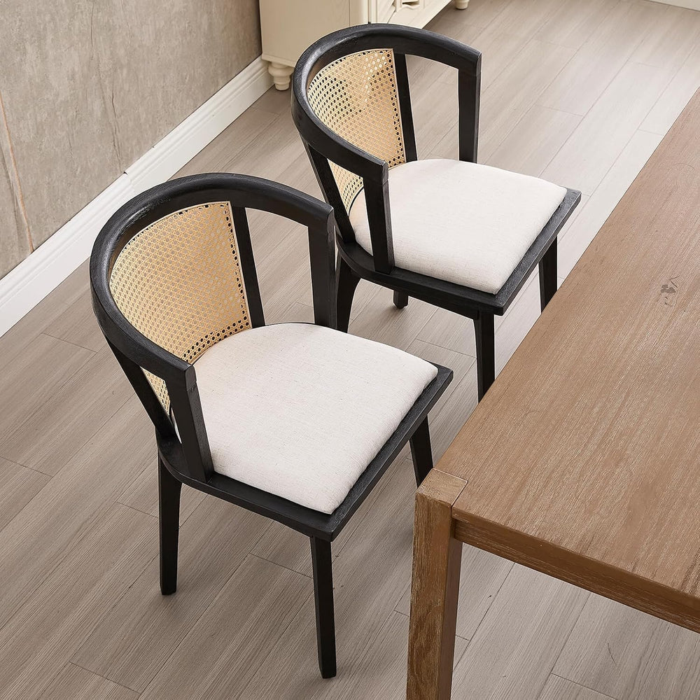 Kmax Modern Rattan Dining Chair Set of 4 Farmhouse Semi Barrel Dining Room Ch...