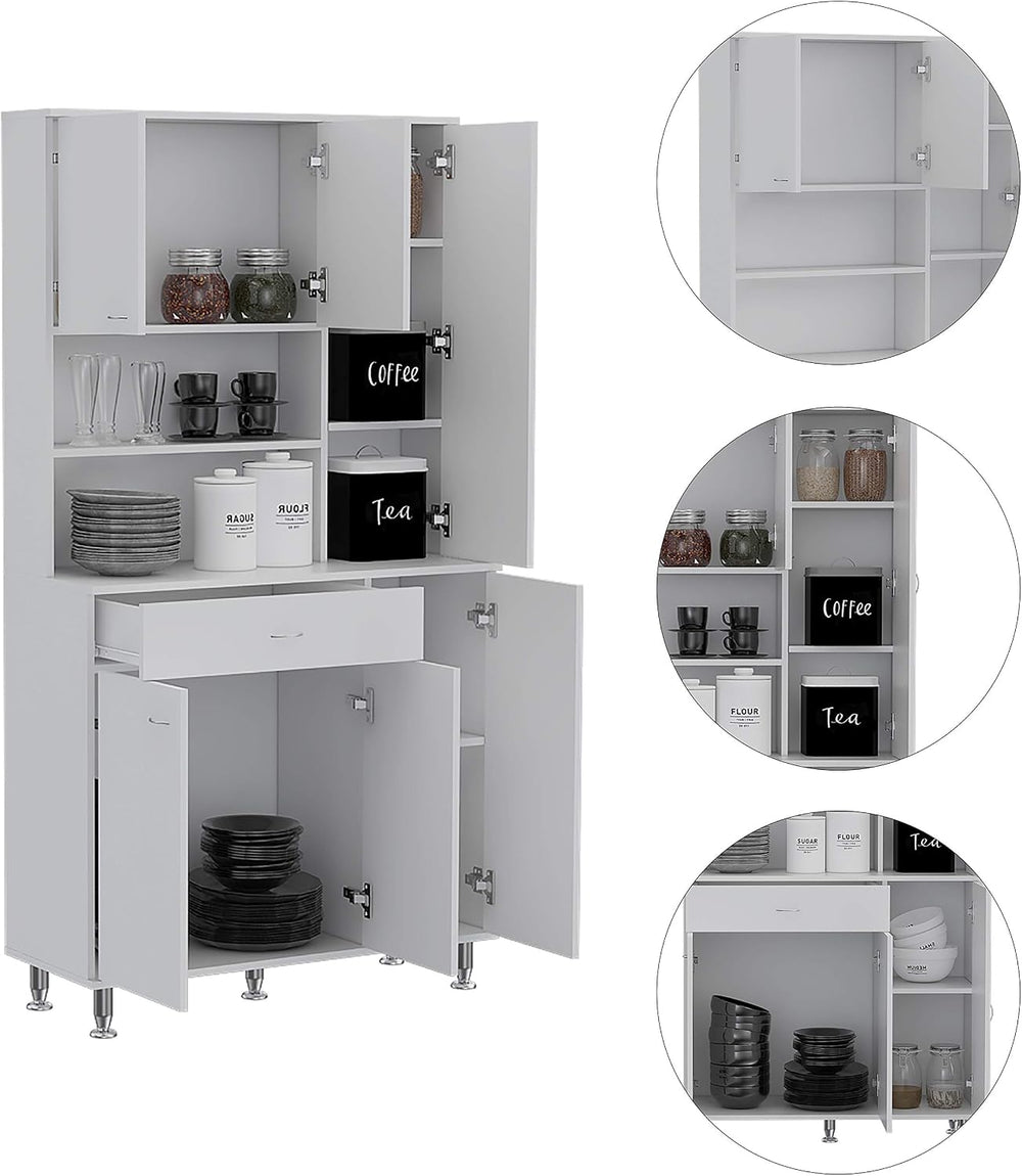 1 Shelf 1 Drawer Pantry Cabinet White