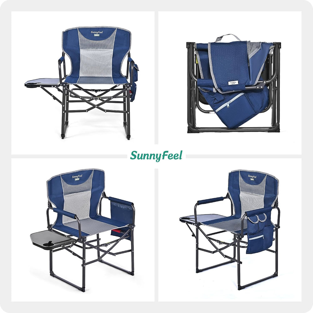 SUNNYFEEL Oversized Camping Chair Portable Directors Chairs with Side Table |...