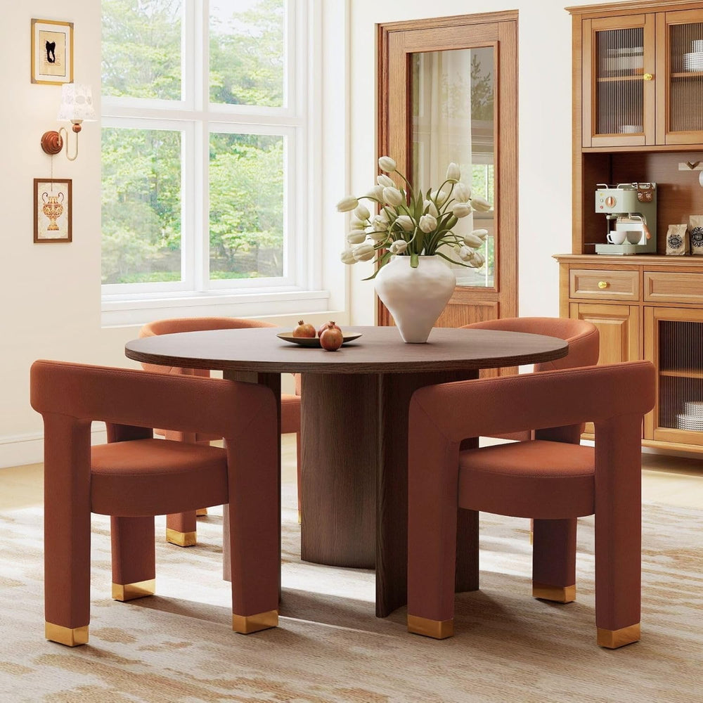 Hyfirm Barrel Dining Chairs Set of 4, Velvet Upholstered Armchairs with Open-...