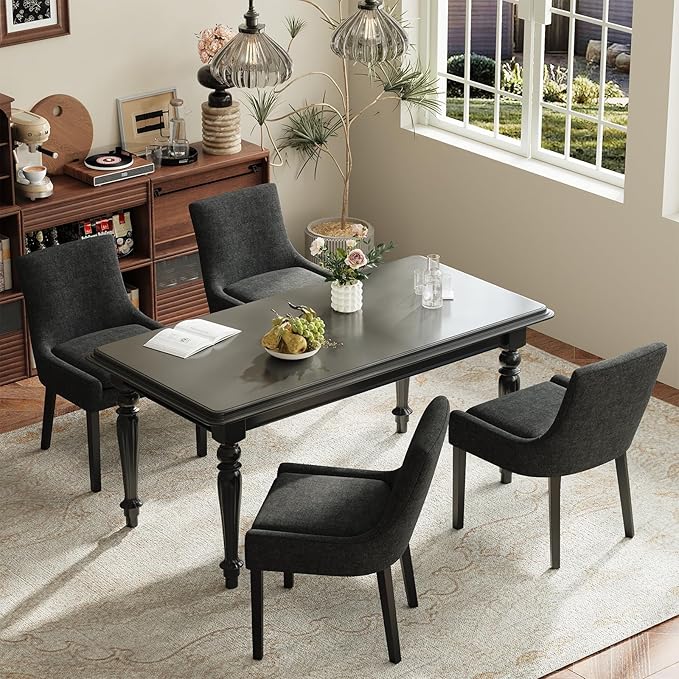 Modern Dining Chairs Set of 6, Upholstered Corduroy Dining Room Chairs with W...