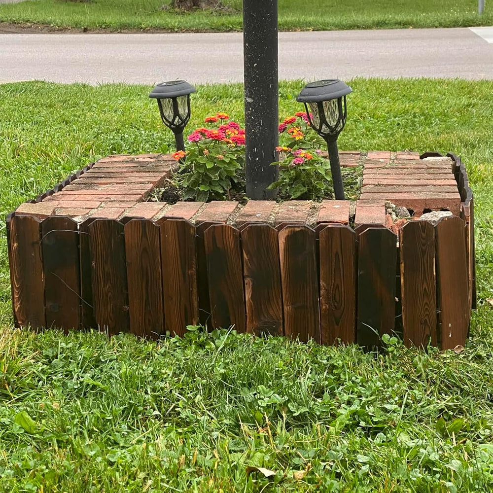 Mulctun Wood Garden Edging - 11.8" H X 47" L Sturdy Wooden Landscap...