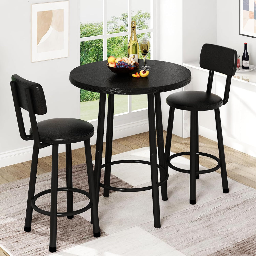 Recaceik 3‑Piece Pub Dining Set, Counter Height Modern Round Bar Table with W...