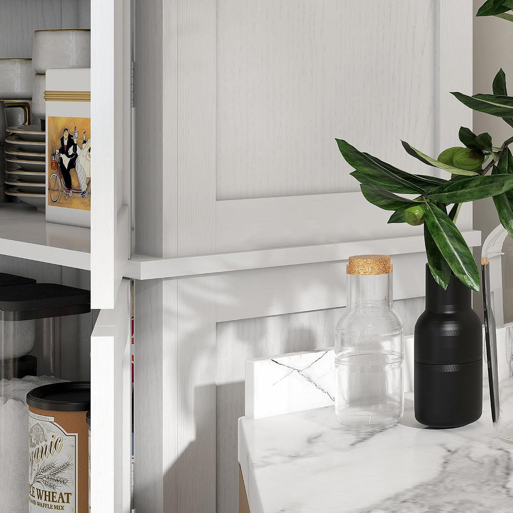 72" Tall Kitchen Pantry Storage Cabinet, 4-Door Freestanding Buffet with...