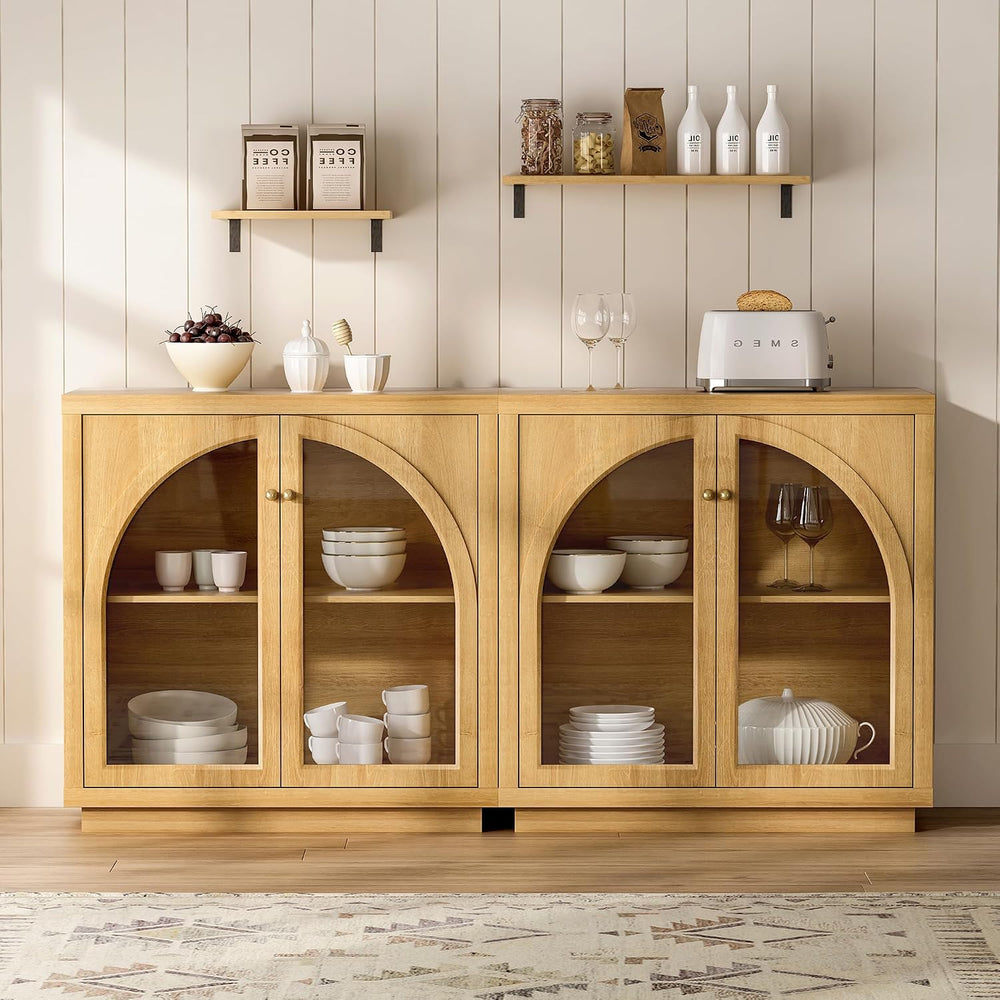 Modern Storage Cabinet, Arched Cabinet with Adjustable Shelves, Sideboard Buf...