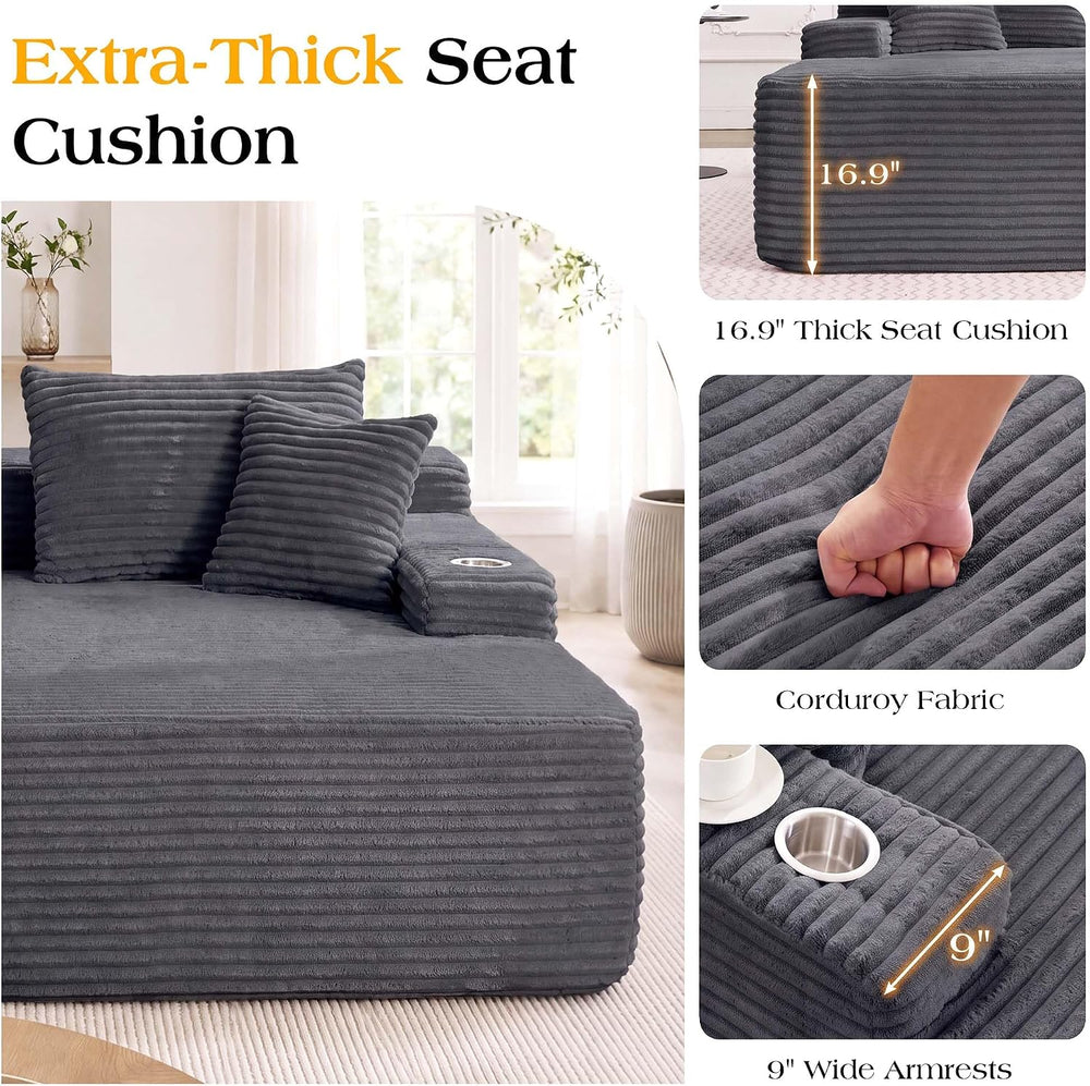 85'' Loveseat Chaise Lounge Chair, Oversized Double Couch | Deep Seat...