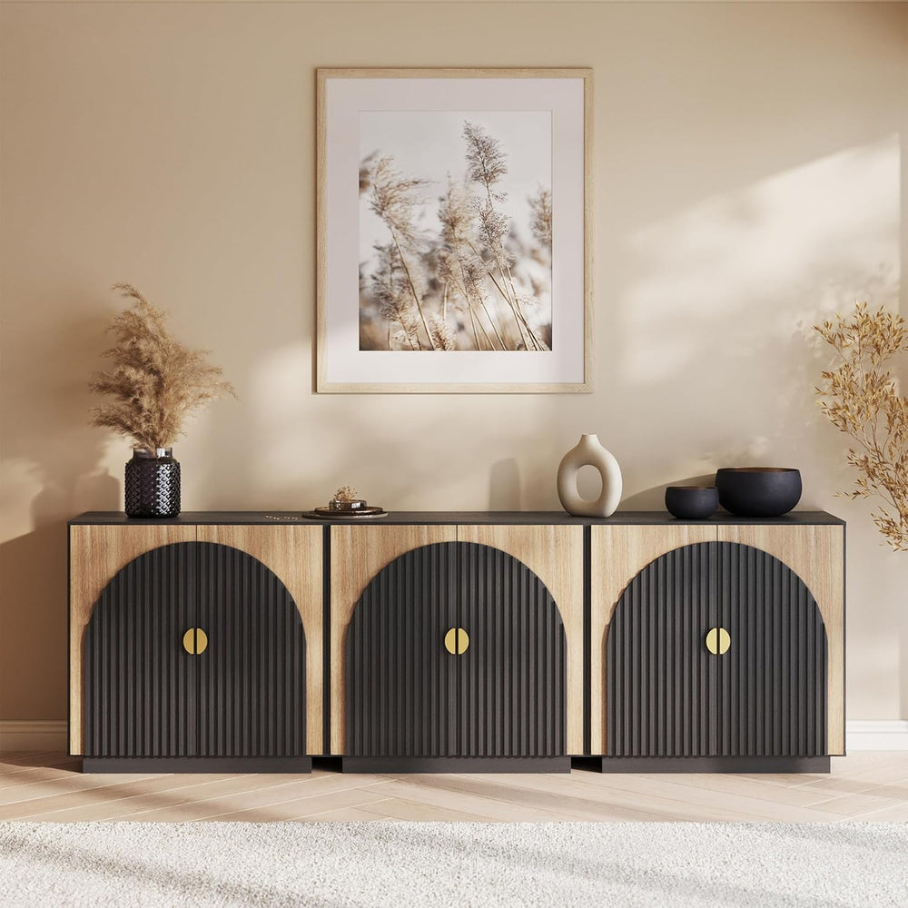 BELLEZE Set of 3 33" Stacked Sideboard Buffet Cabinet - Camel