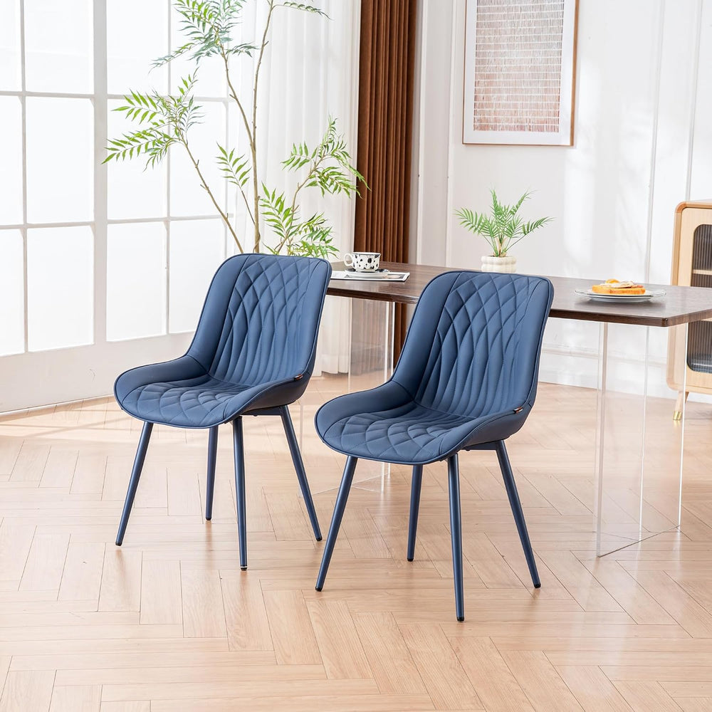 YOUNIKE Faux Leather Dining Chairs Set of 2 Mid-Century Modern High Padded Ba...