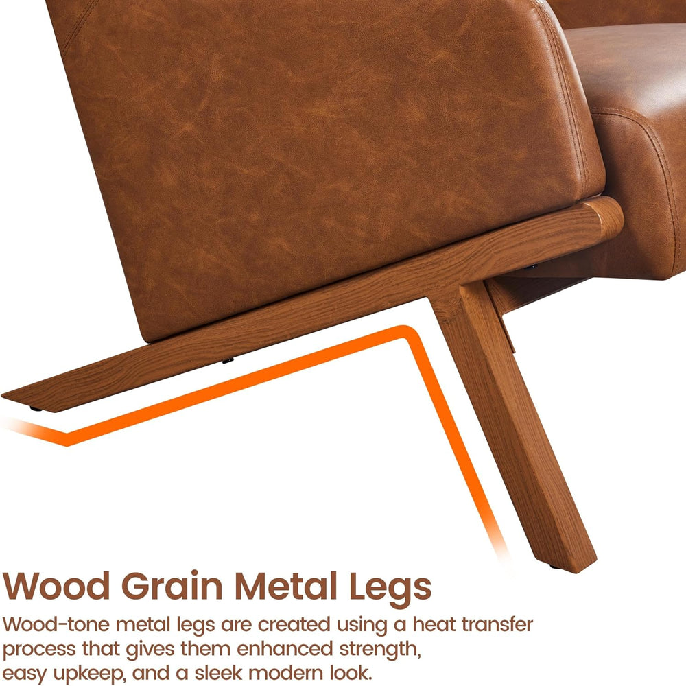 Yaheetech Accent Chair, Mid-Century Armchair with High Backrest, Brown