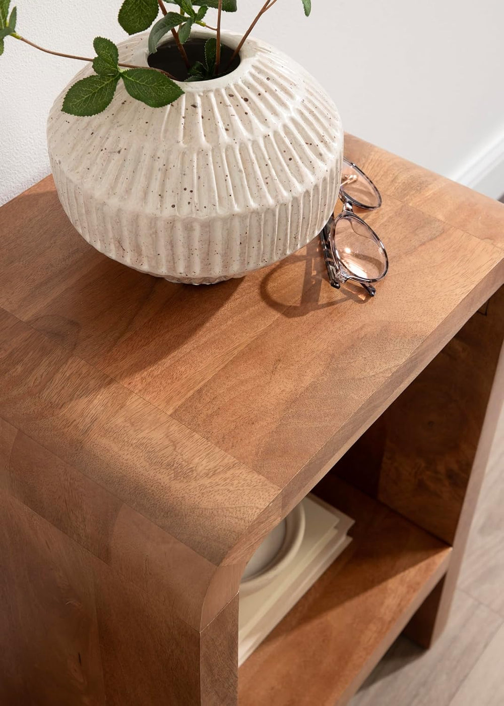 Kate and Laurel Reddy Modern Arched Wood Side Table, 16 x 12 x 24, Warm Natur...
