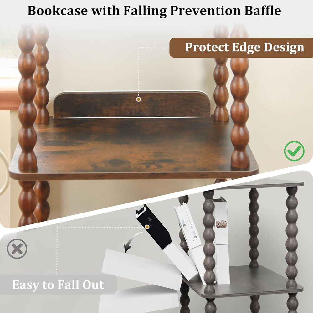 Book Shelf, 4-Tier Bookshelf with Storage, Small Bookcase Display Shelves for...