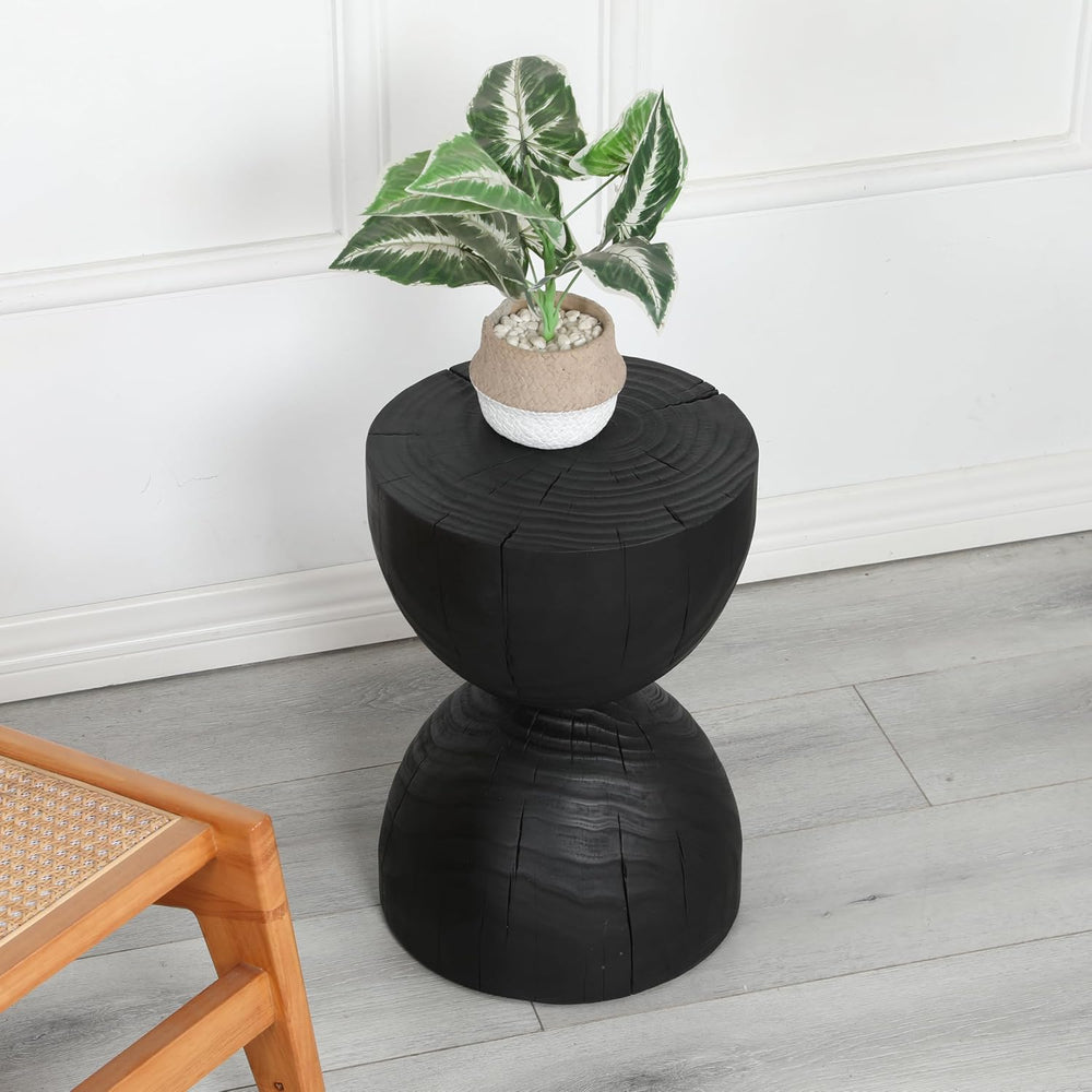 12.2 * 18.11" Solid Mango Wood Round Side Table,Contemporary Wooden Acce...