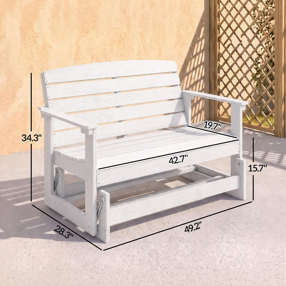 Outsunny 2-Person Outdoor Glider Bench HDPE Weather Resistant White
