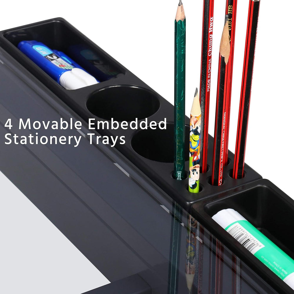 Yaheetech Glass Drafting Table with Storage, Adjustable Art Drawing Desk | Te...