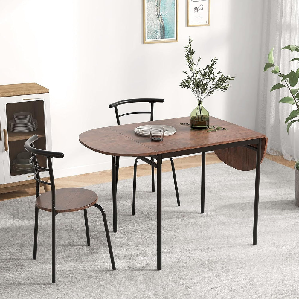 Giantex 3-Piece Dining Table Set for 2, 55-inches Drop Leaf Kitchen Table wit...