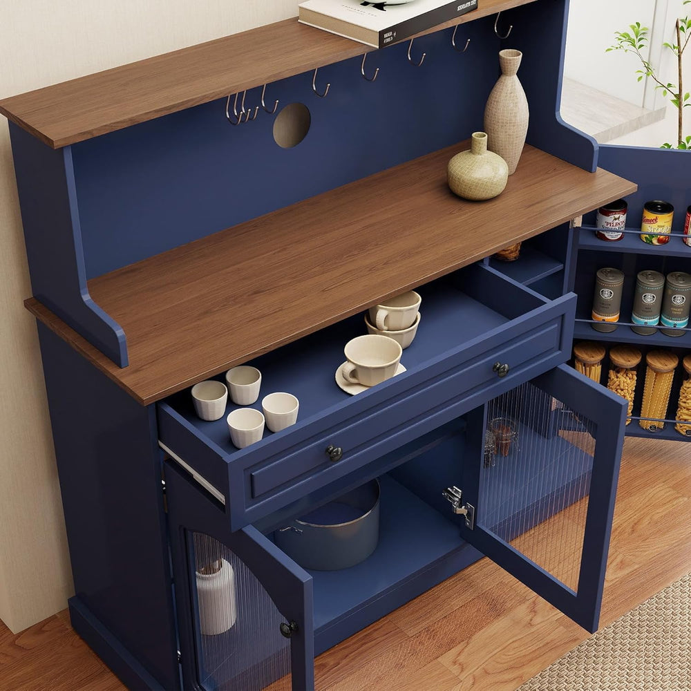 Kitchen Pantry Cabinet with Drawer Storage, 48” Modern Farmhosue Kitchen Hutc...