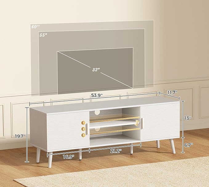 SUPERJARE TV Stand for 55 Inch TV, Entertainment Center with Adjustable Shelf...