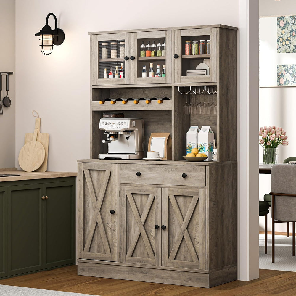YITAHOME 71''H Kitchen Pantry Cabinet, Grey | Tall Cabinet with Drawe...