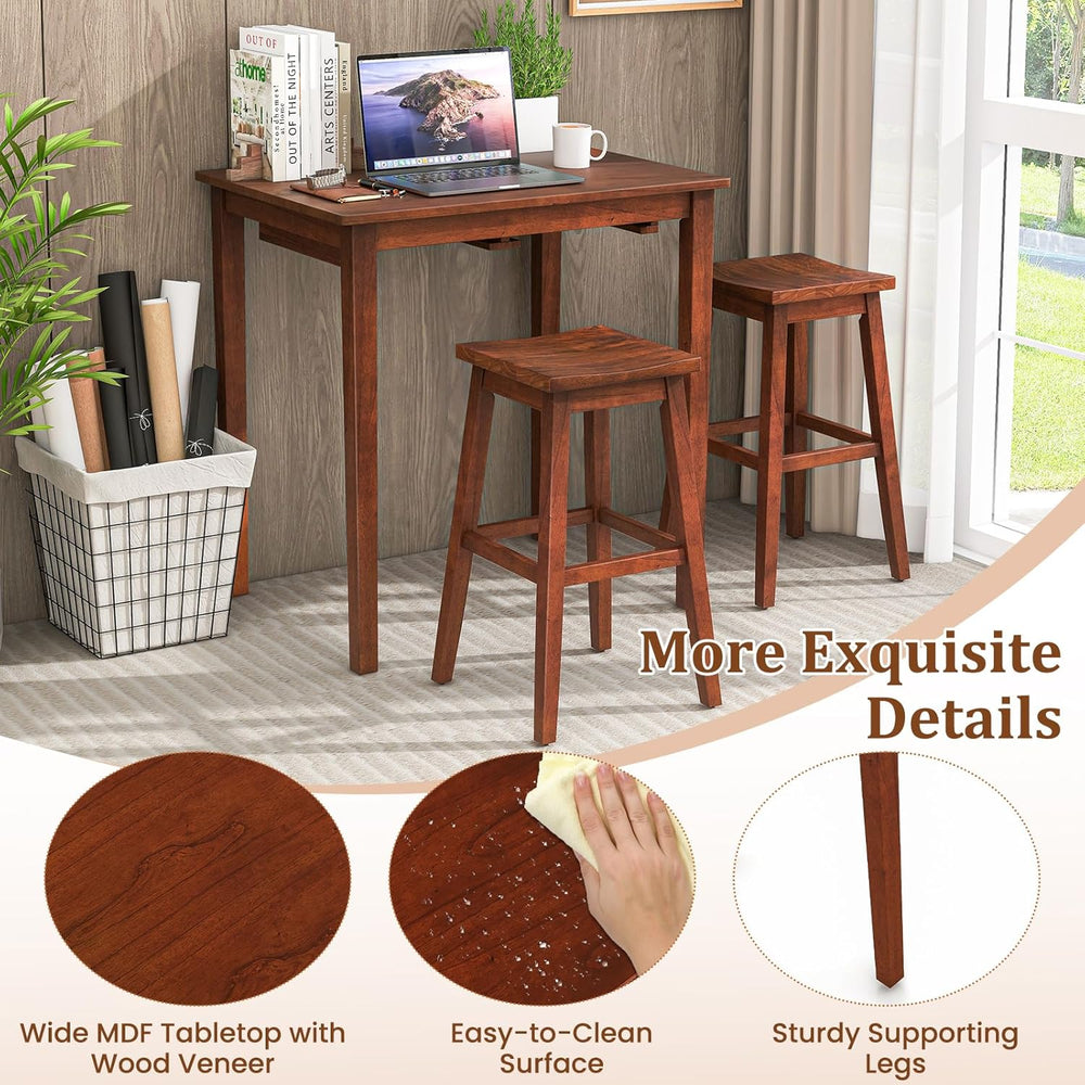 Giantex Bar Table and Chairs Set - 3-Piece Counter Height Dining Table Set wi...