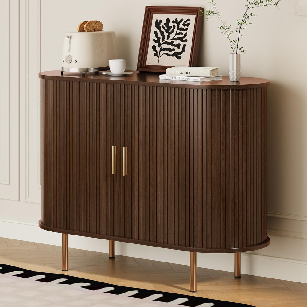DHH Sideboard Buffet Cabinet with Storage,Mid Century Modern Fluted Accent Co...