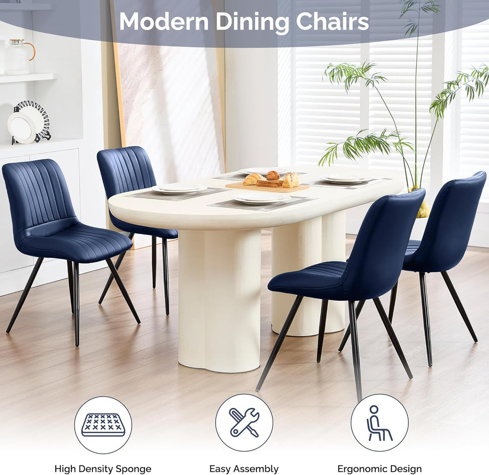 Dining Chairs Set of 2, Modern Dining Chairs with Thick Cushions, Faux Leathe...