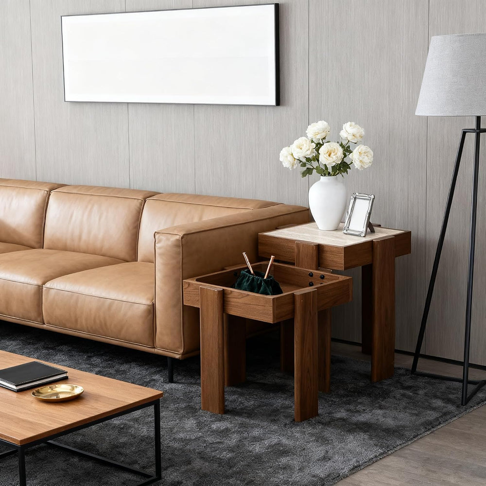 LuxenHome Nesting Table Set of 2, 19.6'' Mid Century Modern 2-Tier En...
