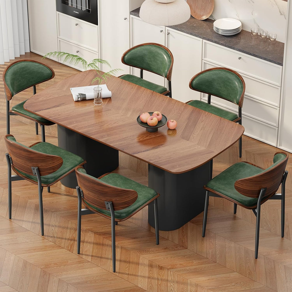REONEY Dining Chairs Set of 4, Mid-Century Modern Kitchen Chairs, Green