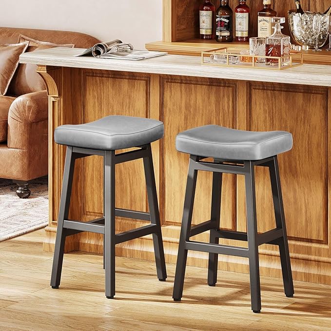29 Inches Bar Stools Set of 2, Bar Height Barstools for Home Counter, Blackle...