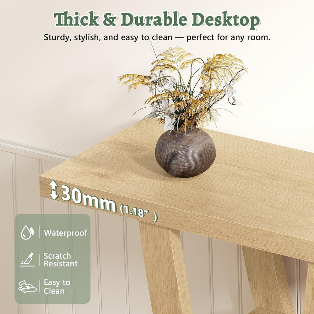 FAVOOSTY 31.5" Entryway Table, 3 Tier Hallway Table, Console Table, Natural