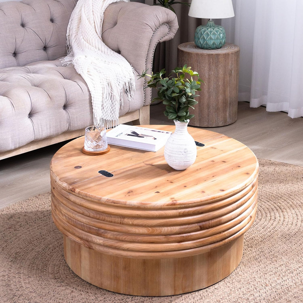 WILLIAMSPACE 30.3" Round Coffee Table with Hidden Storage for Living Roo...