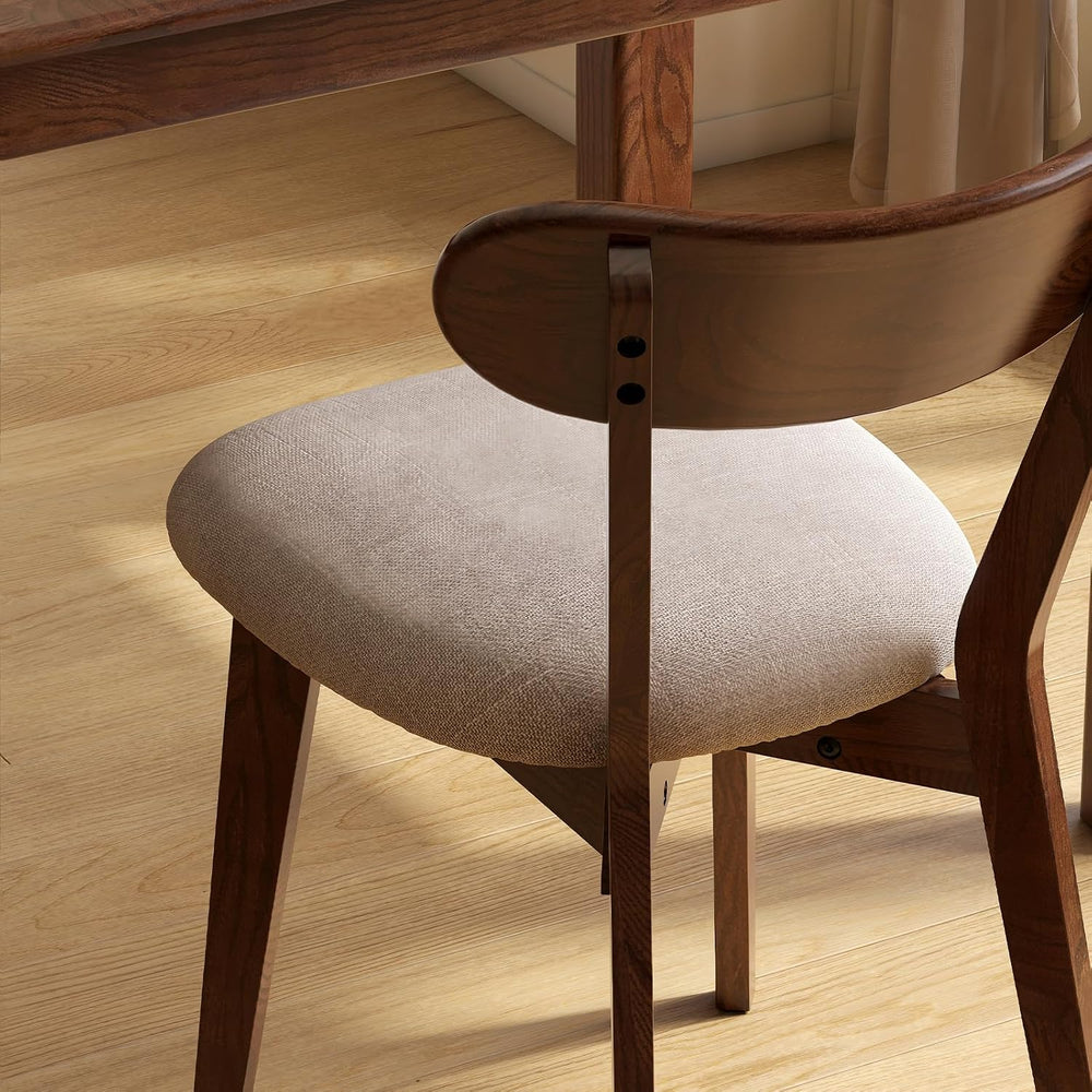 Mid Century Modern Walnut Dining Chair – FAS-Grade Oak Frame, Single Solid Wo...