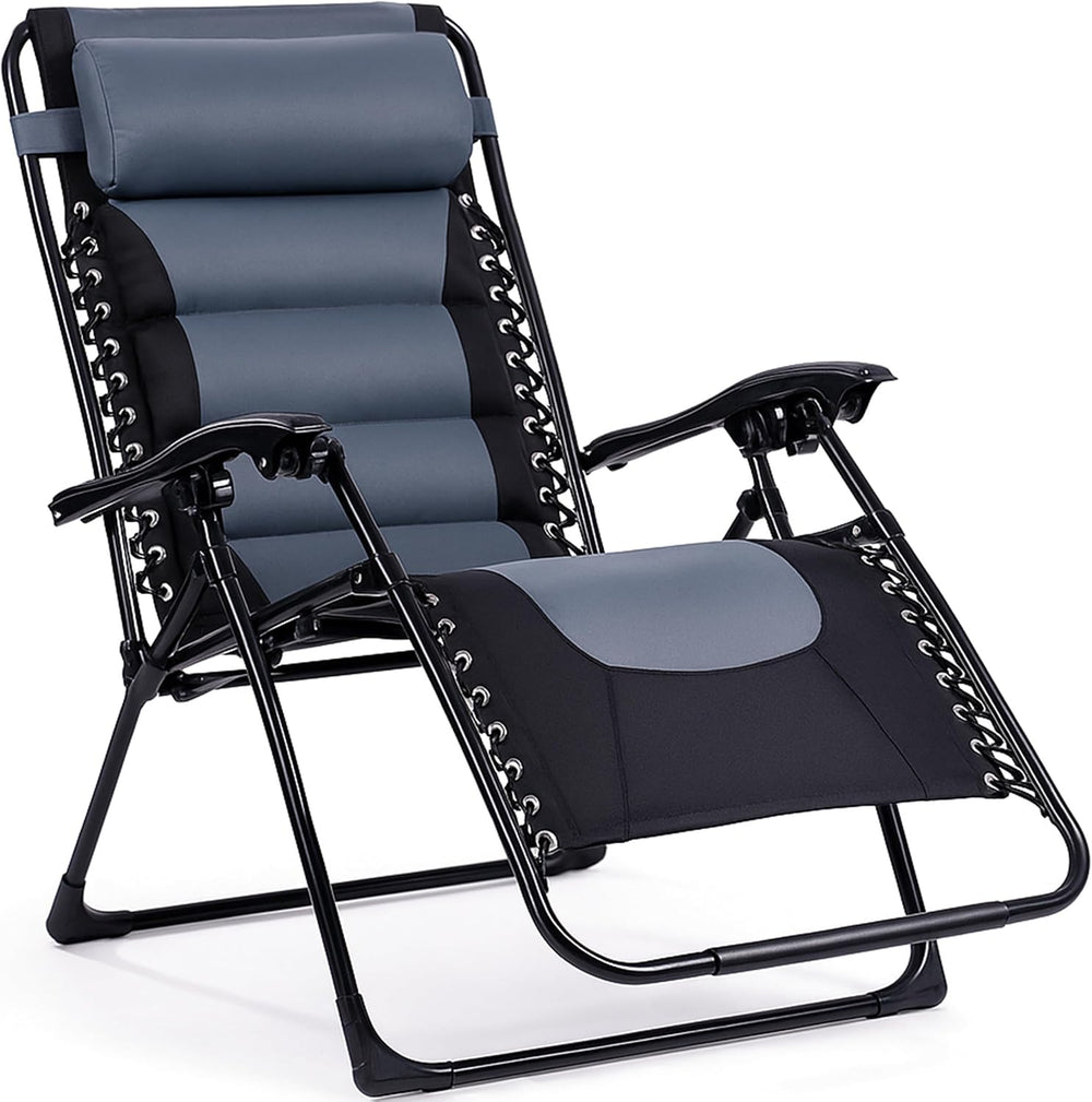 Backyard Expressions Deluxe XL Padded Recliner Zero Gravity Chair – Ergonomic...